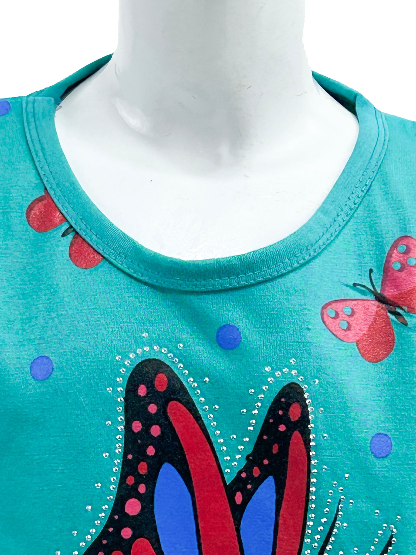 2.5Yrs - 7Yrs TB Butterfly  Dark Ferozi  T-Shirt For Girls  GTS58