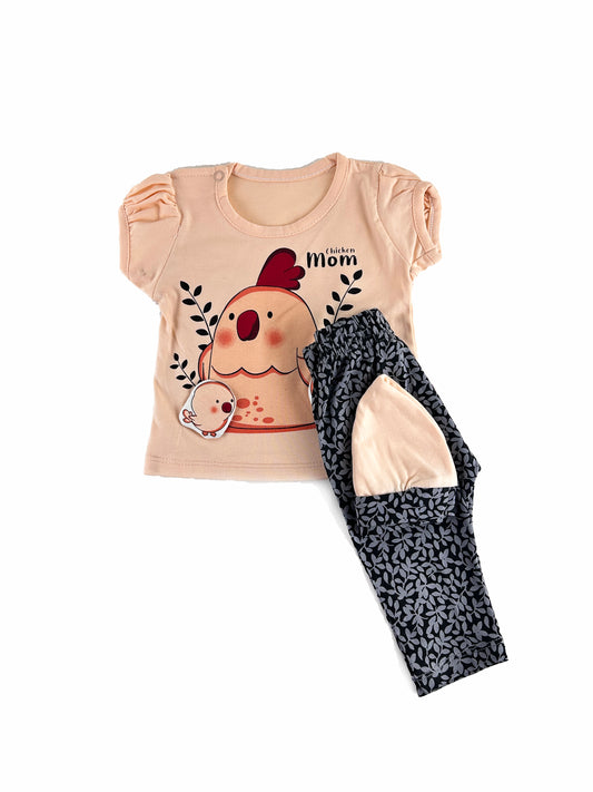 0Mth - 3Mth ZG Chicken Mom Baby Suit Peach For Newborn NBS420