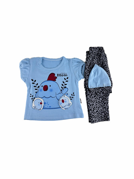 0Mth - 3Mth ZG Chicken Mom Baby Suit Blue  For Newborn NBS422