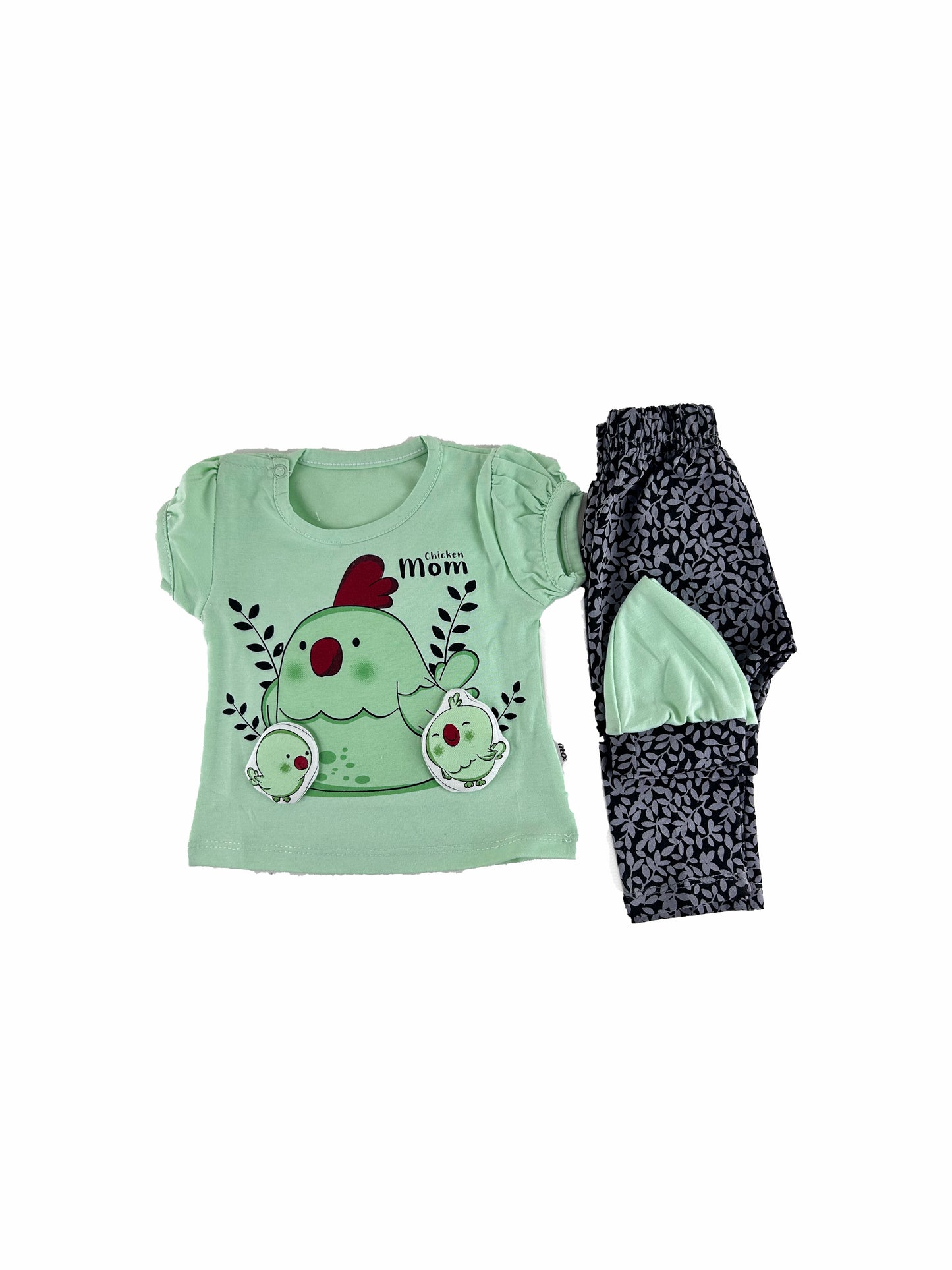 0Mth - 3Mth ZG Chicken Mom Baby Suit GreenFor Newborn NBS423