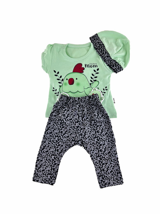 0Mth - 3Mth ZG Chicken Mom Baby Suit GreenFor Newborn NBS423