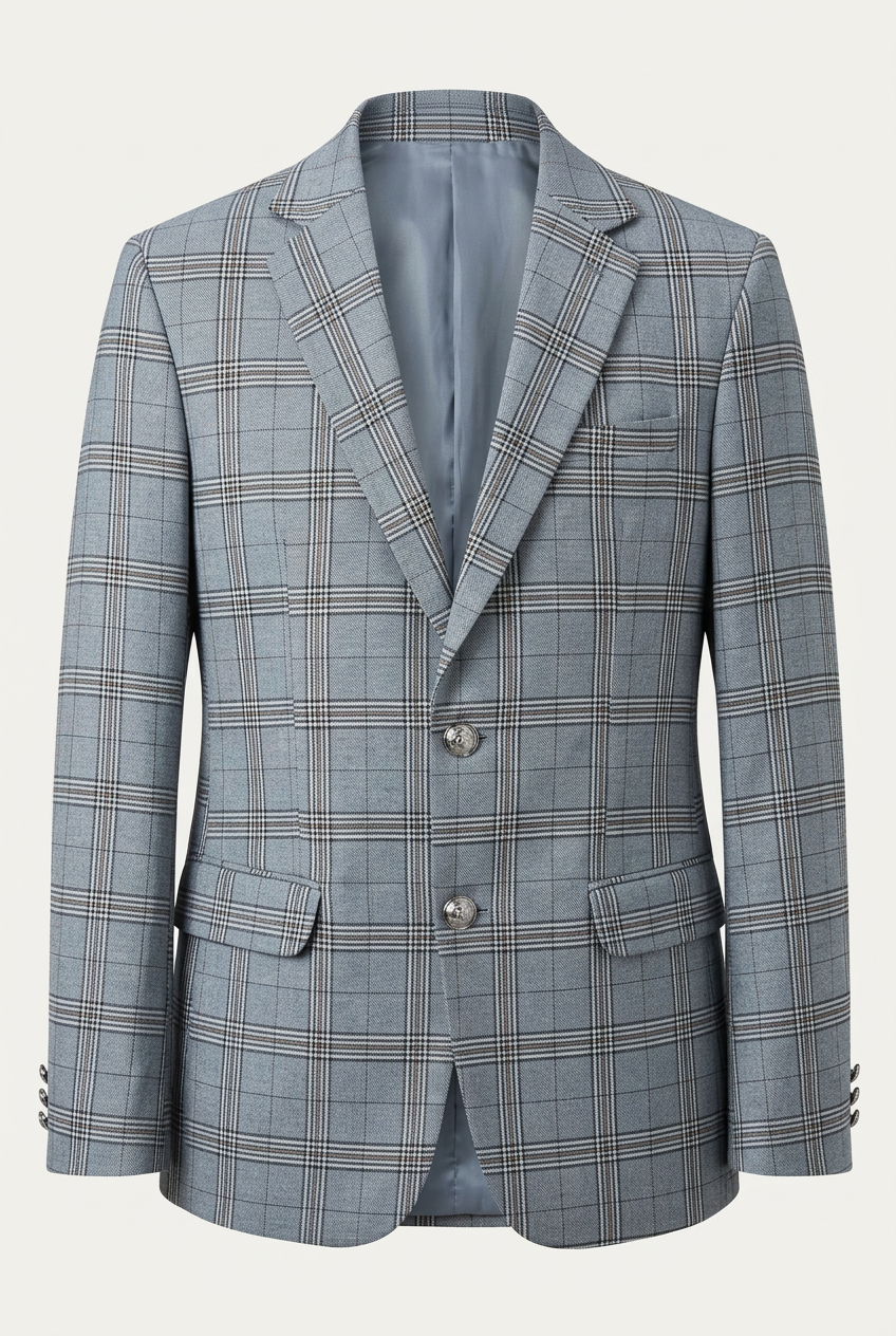 Light grey checked coat-only product image