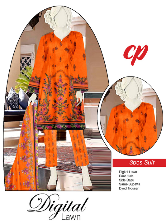 3Pcs Unstitched Digital Lawn Suit For Women WU126