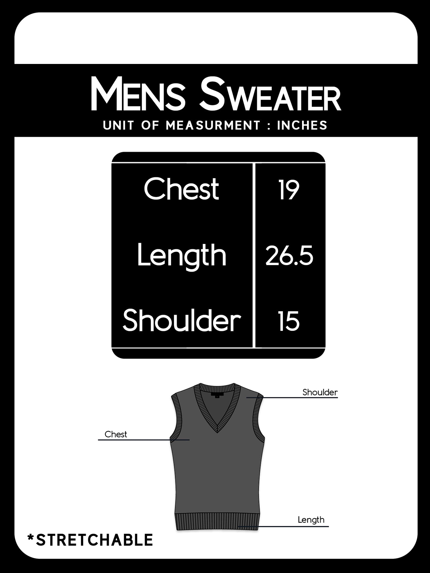 Black Sleeveless Sweater for Men SH MSW12