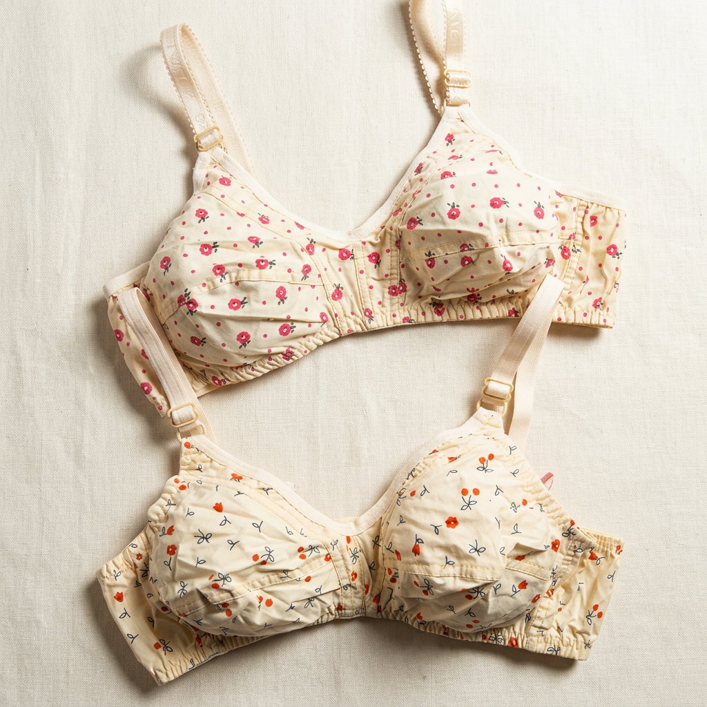 Pack of two floral cotton bras shown together