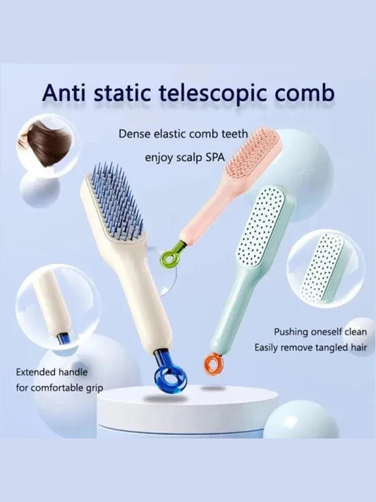 Multicolor Retractable Rotatable Comb Massage Anti-static Hair Comb C16