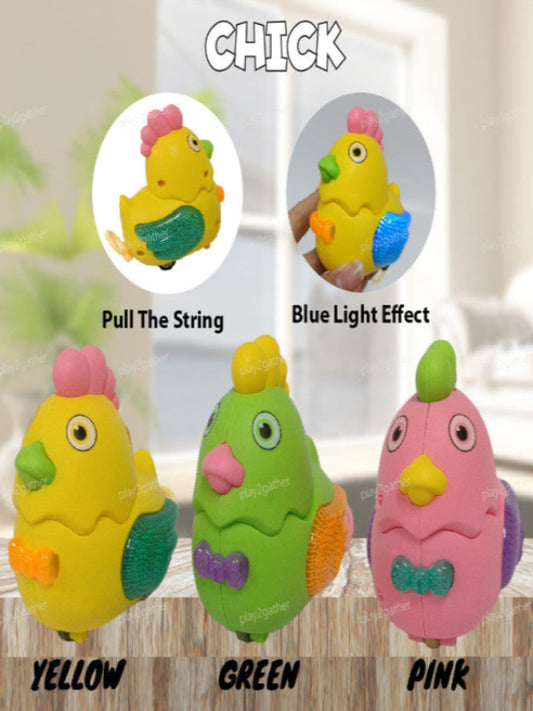 LED Light Chick Pull-String Toy For Kids - Multicolor