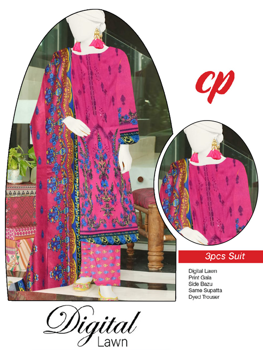 3Pcs Unstitched Digital Lawn Suit For Women WU127