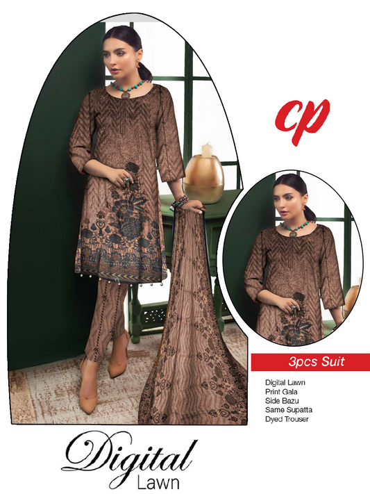 3Pcs Unstitched Digital Lawn Suit For Women WU119