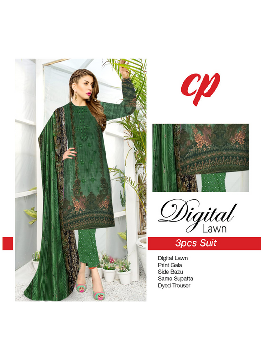 3Pcs Unstitched Digital Lawn Suit For Women WU134