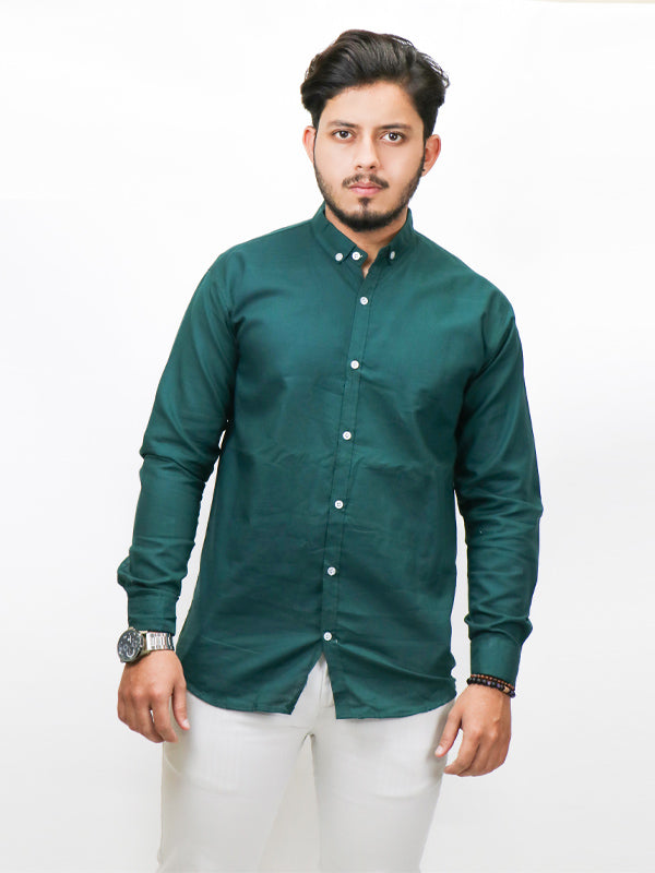 HG Men's Chambray Casual Shirt Dark Green