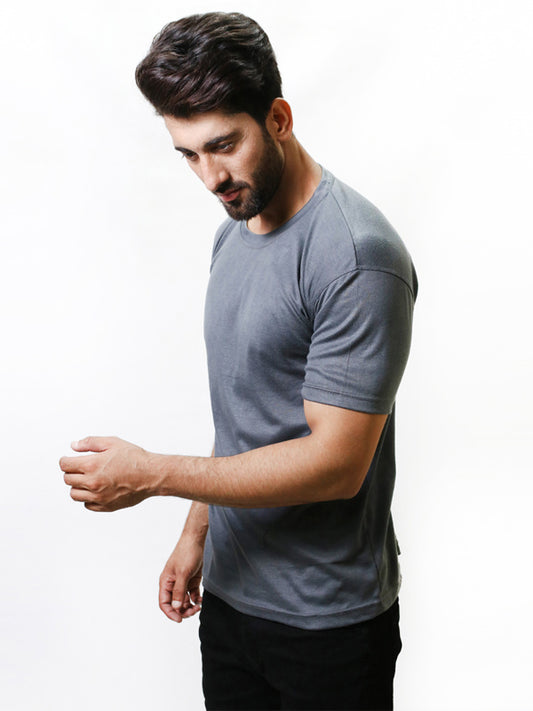 M Men's Plain Crew Neck T-Shirt Grey
