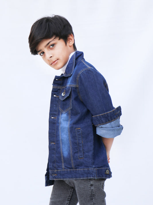 KDJ04 Kids Denim Jacket 2 Yrs - 9 Yrs Shaded Dark Blue