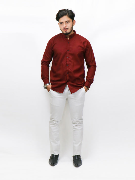 HG Men's Chambray Casual Shirt Maroon