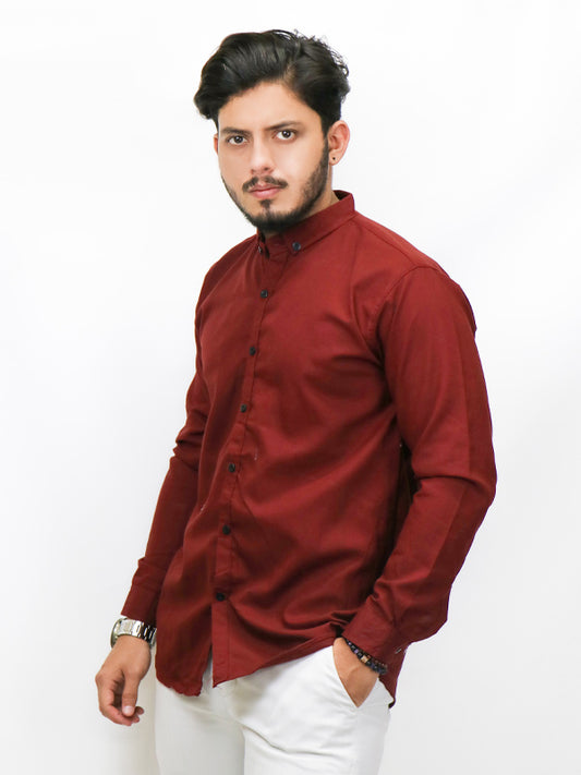 HG Men's Chambray Casual Shirt Maroon