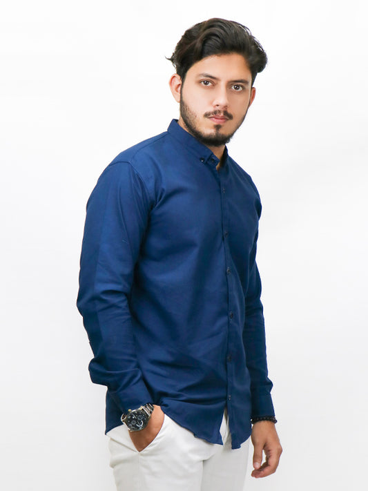 HG Men's Chambray Casual Shirt Dark Blue
