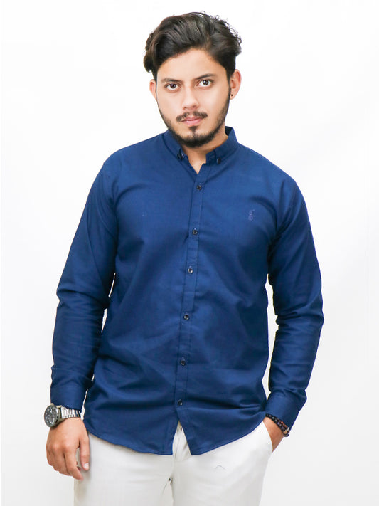 HG Men's Chambray Casual Shirt Dark Blue
