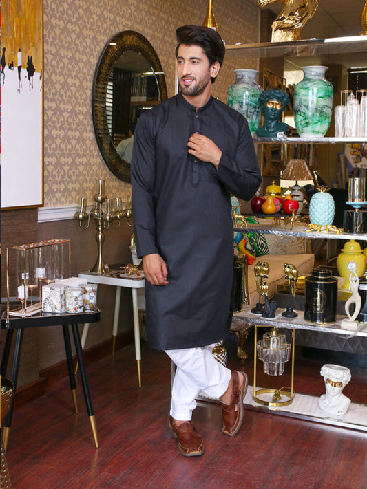 Men's Festive Maluki Kurta Black