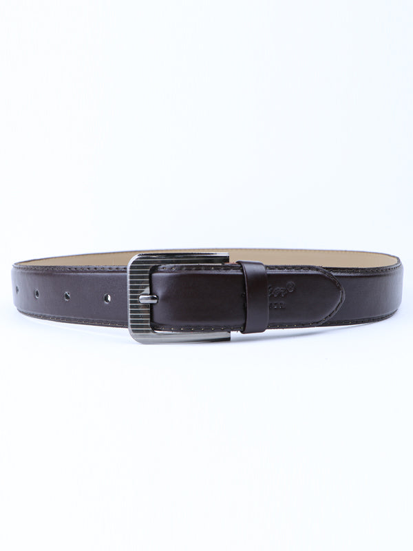 Flex Faux Leather Belt for Men Plain Dark Brown