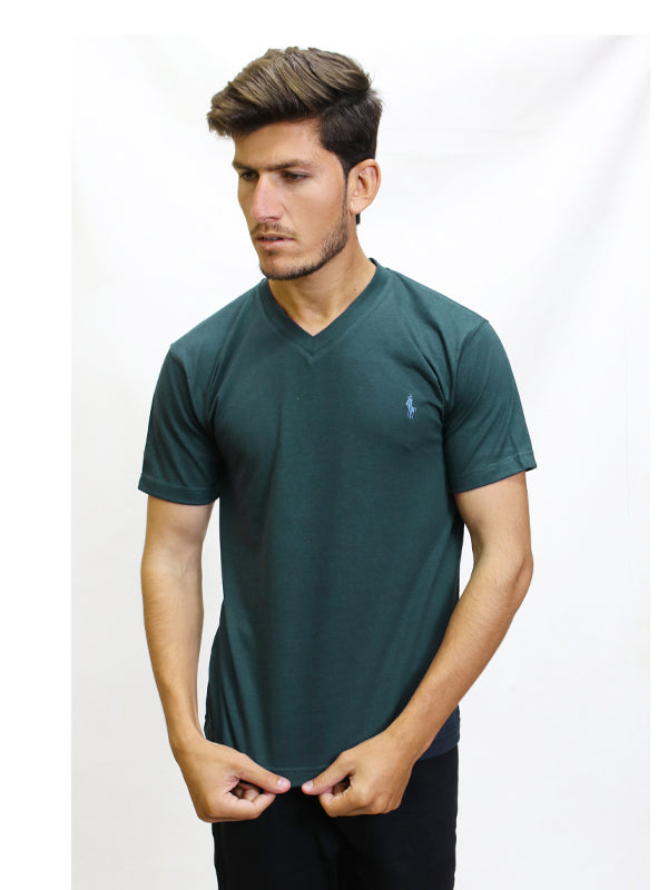 M Men's V-Neck T-Shirt P Dark Green
