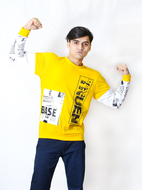 SN Men's Full Sleeve T-Shirt Base Yellow