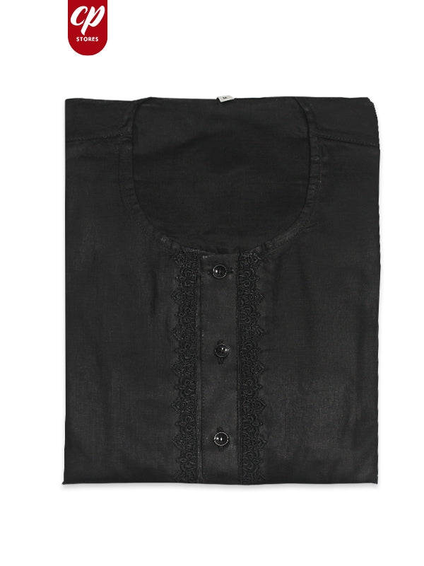 Black 100% Cotton Magsi Collar Kurta for Men