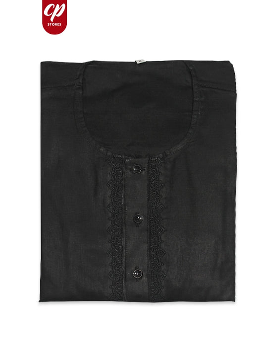 Black 100% Cotton Magsi Collar Kurta for Men