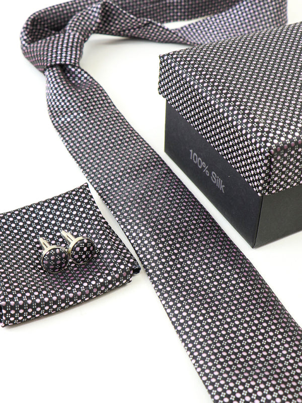 Tie Gift Box Set Tie Cuff-Link Pocket Square B Dots