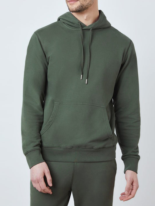 Unisex Plain Pullover Hoodie GreenMH35