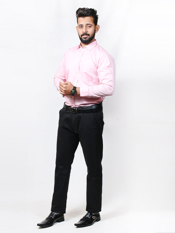 Men's Plain Chambray Formal Dress Shirt Light Pink MFS426