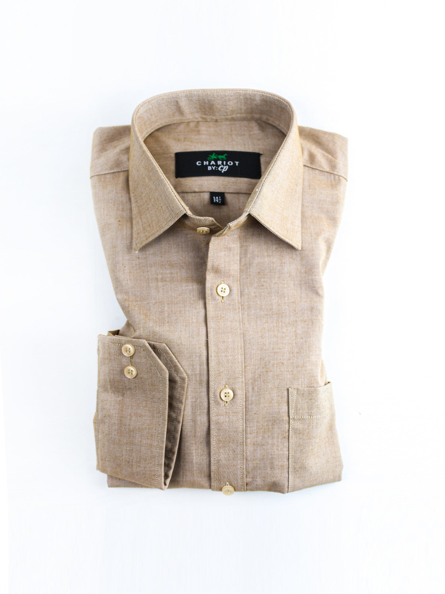 Men's Plain Chambray Formal Dress Shirt Fawn MFS319