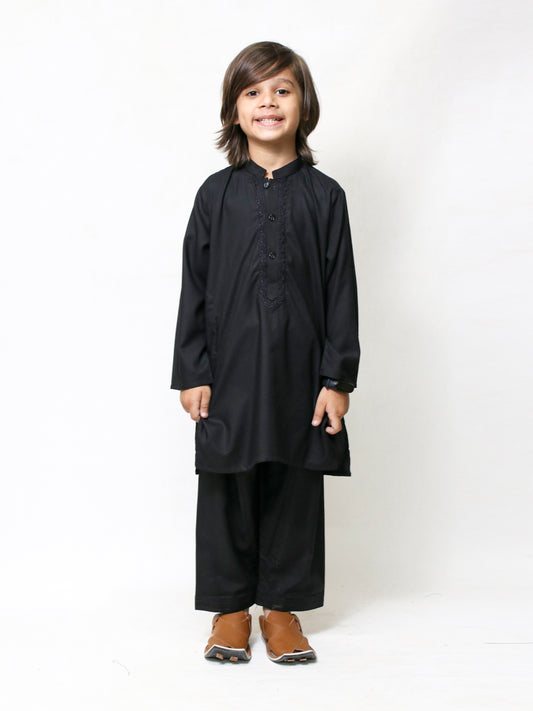 362 AM 2 Yrs - 17 Yrs Boys Shalwar Kameez Suit Sherwani Collar Black