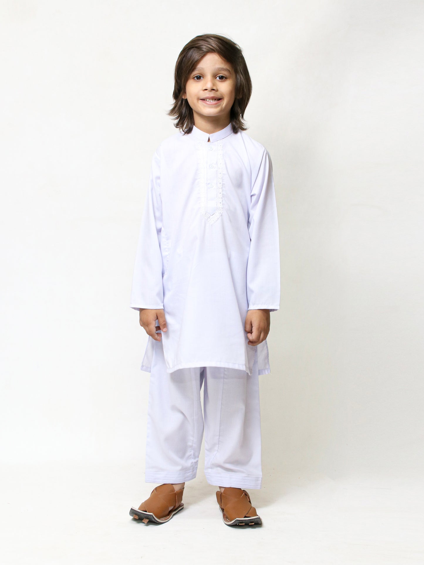 316E 2 Yrs - 17 Yrs Boys Shalwar Kameez Suit Sherwani Collar White