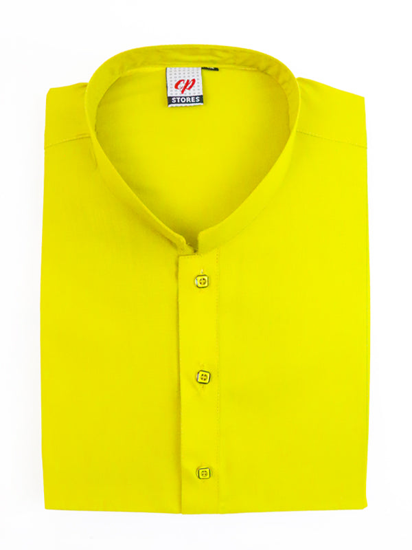 AM Men's Festive Plain Kurta Bright Yellow