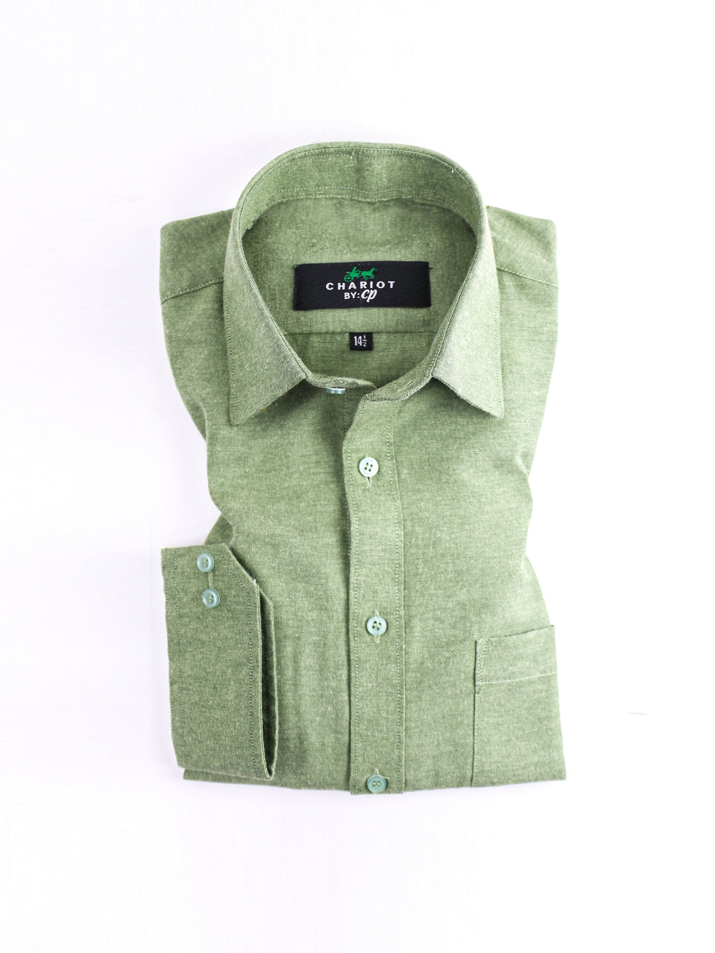 Men's Chambray Formal Dress Shirt Green