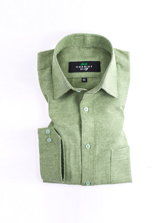 Men's Chambray Formal Dress Shirt Green