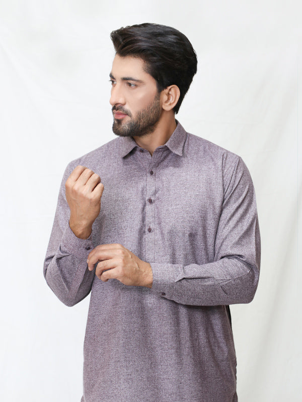 159 Men's Kameez Shalwar Stitched Suit Shirt Collar Maroon