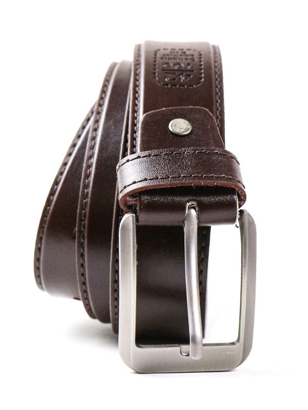 Men's Classic Stitched Belt Brown