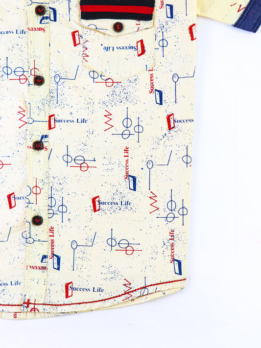 NB Boys Casual Shirt 5Yrs- 12Yrs Printed Cream