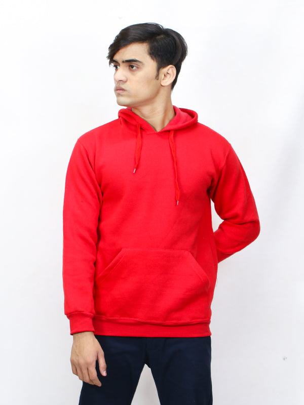 MM Unisex Plain Pullover Hoodie Red