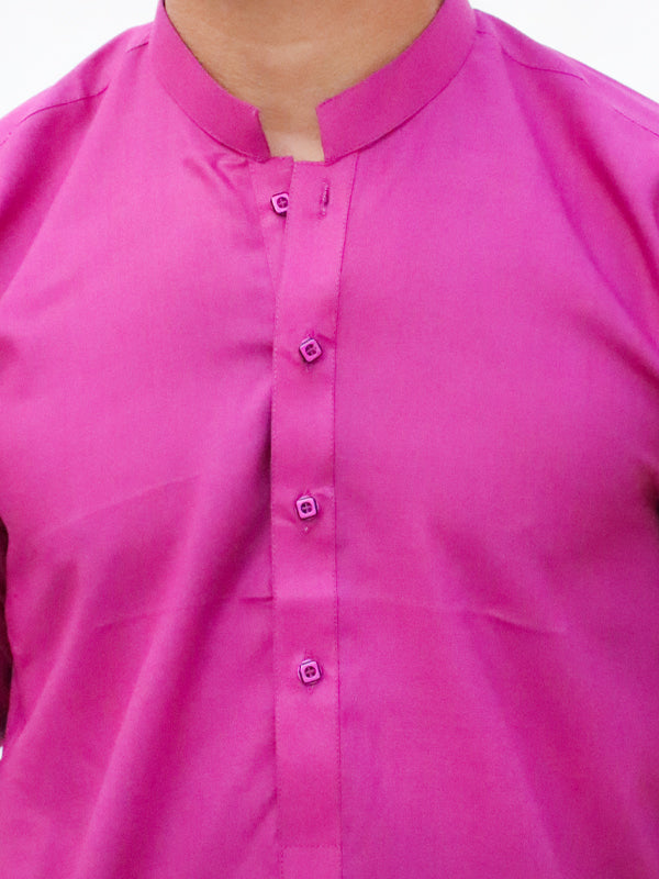 AM Men's Festive Plain Kurta Bright Pink