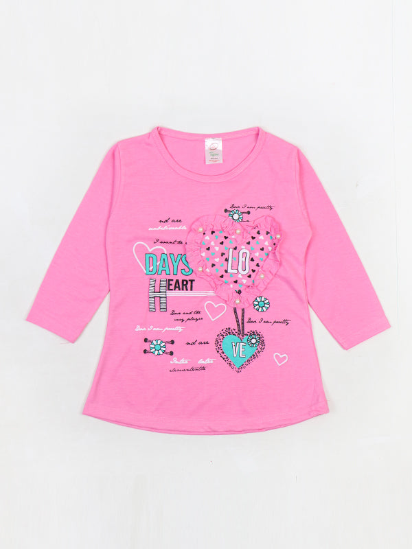 KG Girls Full Sleeve T-Shirt 3.5Yrs - 9Yrs Love Pink