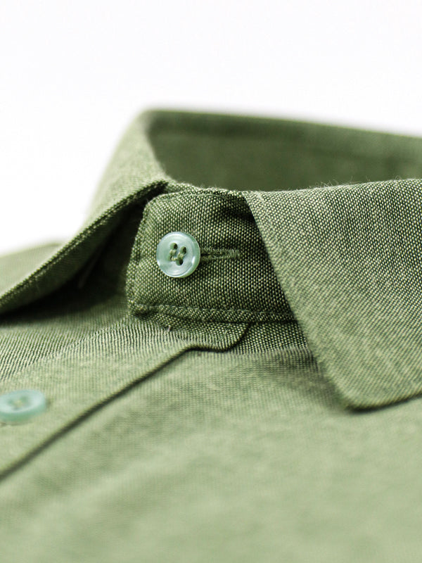 Men's Chambray Formal Dress Shirt Green