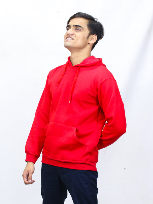MM Unisex Plain Pullover Hoodie Red