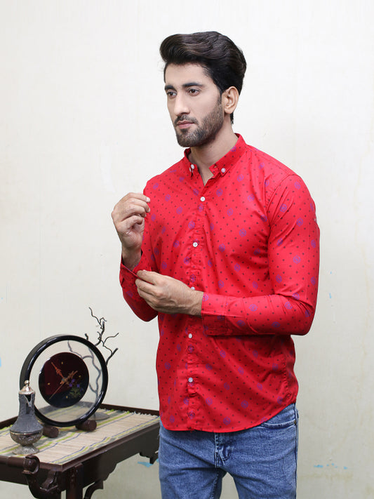 PC6 Men's Printed Casual Shirt Red