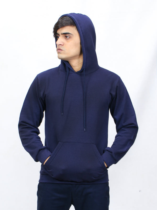 MM Unisex Plain Pullover Hoodie Navy Blue