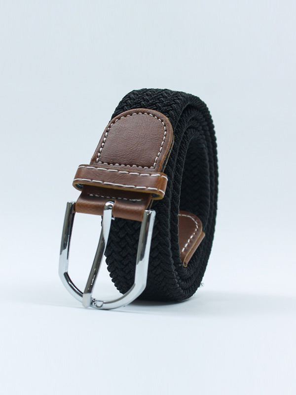 Elastic Woven Stretch Belt For Men Black MB02