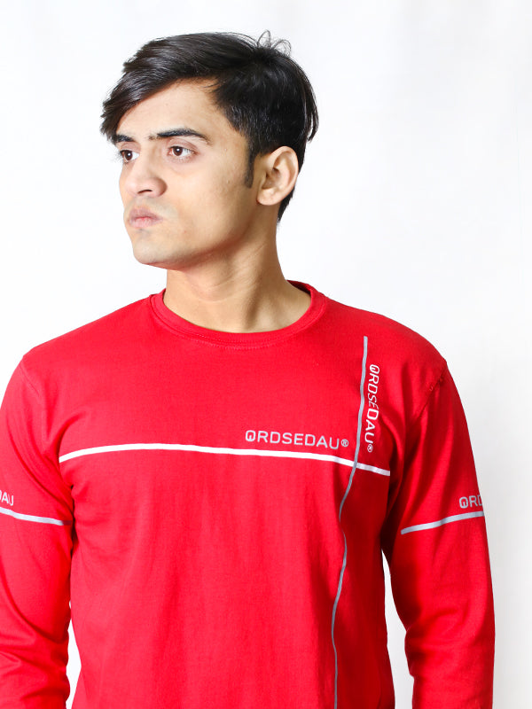 SN Men's Full Sleeve T-Shirt Qrosedau Red