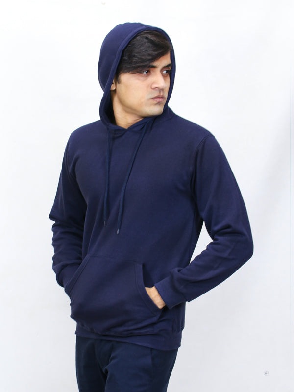 MM Unisex Plain Pullover Hoodie Navy Blue