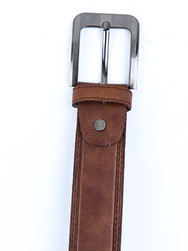Faux Leather Belt for Men Light Textured Russet